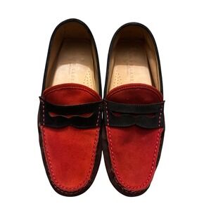 Ralph Lauren Men Red Suede Driving Moccasins Loafers Shoes Made‎ in Italy